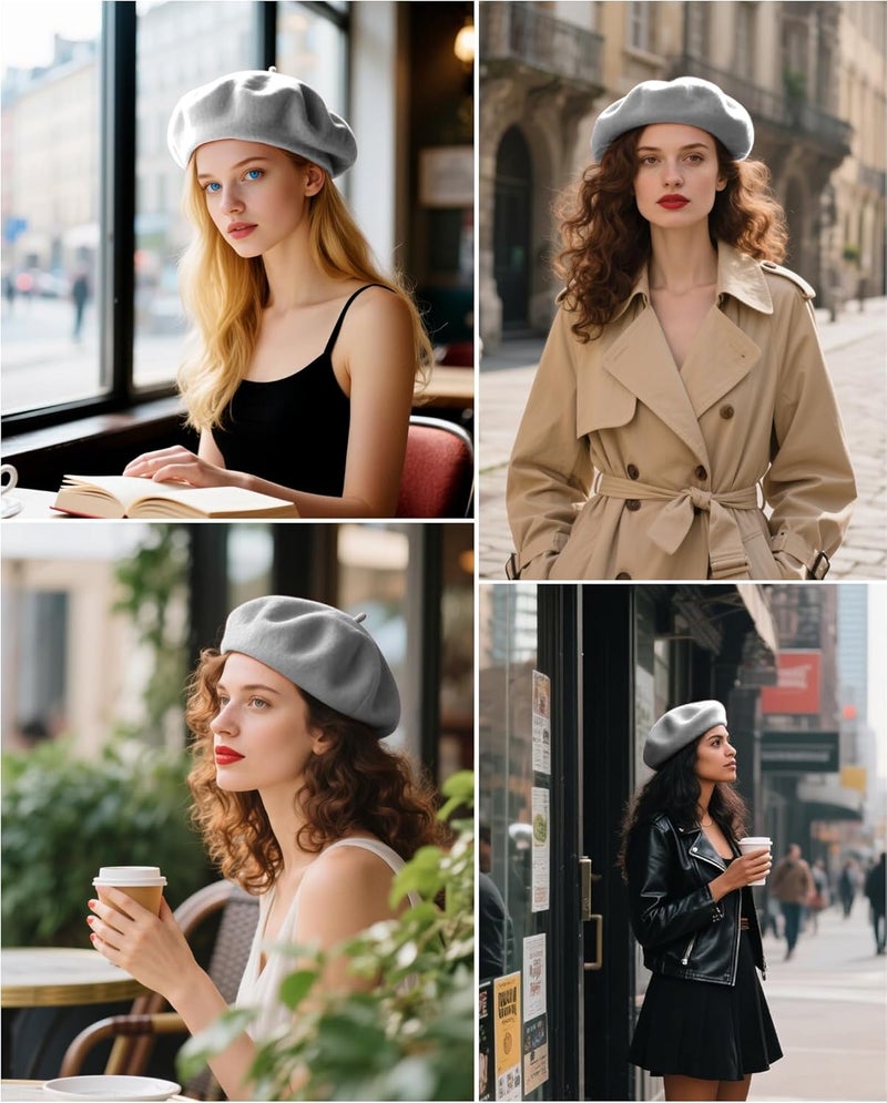 CKYPTFK Beret Hats for Women Holiday Wool French Style-Black/Red Church Hat-Clueless Outfit & Men's Beret - Image 4